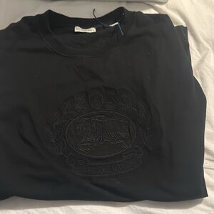 Burberry Black Short Sleeve Tee with Embossed Crest